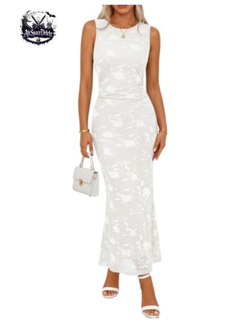Sleeveless Bodycon Maxi Dress Mesh Wedding Guest Formal